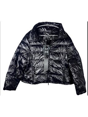 Anorak Packable Down Puffer Jacket M Black Cropped NWT Bag